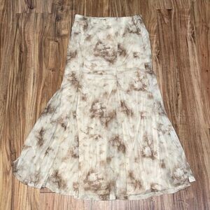 Moon River women’s skirt medium midi maxi tan brown neutral mesh tie dye NWT